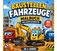 Baustellenfahrzeuge Malbuch: 40 große und einfache Ausmalbilder mit Baggern, Kränen, Kipplastern und weiteren Baumaschinen | Perfekt für Jungen und Mädchen ab 3 Jahren