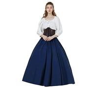 BAUTELICATE Saya Medieval Falda Larga Algodón 100% Ajustable para Renacentista Gótico Larp (Azul Marino,L)