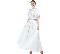 BAUTELICATE Saya Medieval Falda Larga Algodón 100% Ajustable para Renacentista Gótico Larp (Blanco,L)