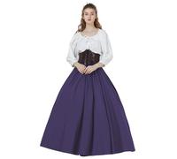 BAUTELICATE Saya Medieval Falda Larga Algodón 100% Ajustable para Renacentista Gótico Larp (Morado,L)