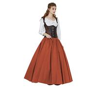 BAUTELICATE Saya Medieval Falda Larga Algodón 100% Ajustable para Renacentista Gótico Larp (Naranja,L)