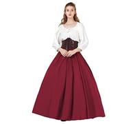 BAUTELICATE Saya Medieval Falda Larga Algodón 100% Ajustable para Renacentista Gótico Larp (Rojo Oscuro,L)