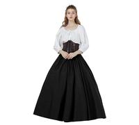 BAUTELICATE Saya Medieval Falda Larga Algodón 100% Cintura Elástica para Renacentista Gótico Larp (Negro,L)