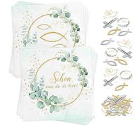 Bautizo decorativo, 40 servilletas de eucalipto con paloma dorada y 52 unidades de confeti para comunión, decoración de mesa, bautizo, comunión, confirmación, para jóvenes y niñas