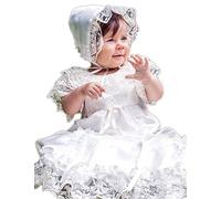 Bautizo Vestidos de novia grace-estelle en marfil encaje y satén blanco no bow Talla:62, 3-6 months, chest 18 in.