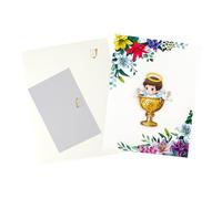Bautizos | Tarjetas Sagradas Bautizos Con Ángel Y Flores - Regalo Para Recordar La Celebración Para Padrinos Niños Niñas Familia Y Amigos