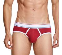 Bauzuoyo Calzoncillos de algodón para hombre con cintura baja y cintura de color de contraste, transpirables, elásticos, ajustados, de bajo perfil, ropa interior cómoda, rojo, XXL