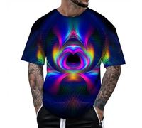 Bauzuoyo Camisetas para hombre verano manga corta ropa de calle colorido gráfico camiseta camiseta creativa impresa hippie ropa cuello redondo camiseta de manga corta hombres arco iris camiseta fiesta