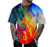 Bauzuoyo Camisetas para hombre verano manga corta ropa de calle colorido gráfico camiseta camiseta creativa impresa hippie ropa cuello redondo camiseta de manga corta hombres arco iris camiseta fiesta