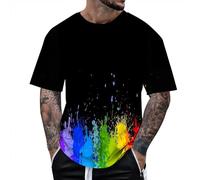 Bauzuoyo Camisetas para hombre verano manga corta ropa de calle colorido gráfico camiseta camiseta creativa impresa hippie ropa cuello redondo camiseta de manga corta hombres arco iris camiseta fiesta