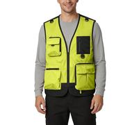 Bauzuoyo Chaleco de trabajo para hombre, chaleco de exterior, cuello en V, sin mangas, chaqueta con muchos bolsillos, chaleco de pesca, versátil, ligero, transpirable, para fotografía, senderismo