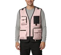 Bauzuoyo Chaleco de trabajo para hombre, chaleco de exterior, cuello en V, sin mangas, chaqueta con muchos bolsillos, chaleco de pesca, versátil, ligero, transpirable, para fotografía, senderismo