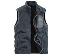 Bauzuoyo Chaleco para hombre con forro polar de peluche, chaleco de trabajo a prueba de viento, chaleco deportivo fino a prueba de viento, chaleco deportivo para exteriores con bolsillos, chaleco de