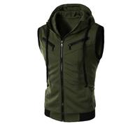 Bauzuoyo Chaleco para Hombres al Aire Libre Chaleco de Carga con Capucha Chaleco de Trabajo para Hombres Chaleco Delgado para Pesca con Cierre, Varias Bolsillos, Ligero, Sin Mangas, Multifuncional