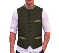 Bauzuoyo Chaleco tradicional para hombre, Oktoberfest, ajustado, sin mangas, estilo vintage, retro, elegante, para boda, novio, con botones, cuello alto, traje tradicional, A2 Bronze, 3XL