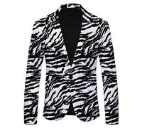 Bauzuoyo Chaqueta clásica de traje de leopardo para hombre, elegante, ajustada, con un botón, para carnaval, fiesta, festival, carnaval, disfraz, hippie, discoteca, A gris., XXL