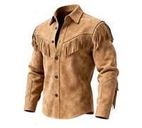 Bauzuoyo Chaqueta de ante para niña, niño, camisa occidental, con flecos, aspecto de piel, manga larga, camisa tradicional, estilo vaquero, vintage, chaqueta con flecos, Oktoberfest, fiesta, carnaval