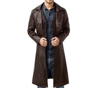 Bauzuoyo Chaqueta medieval para hombre, Steampunk, abrigo gótico, abrigo de piel, cosplay, disfraz de Halloween, gabardina, gótica, vintage, chaqueta de piel sintética, otoño e invierno, clásica