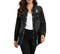 Bauzuoyo Chaqueta vaquera para mujer, chaqueta vaquera destruida, chaqueta occidental, vintage, chaqueta de entretiempo con botones, ropa de calle Y2k, chaqueta de ocio, retro, informal, con botones