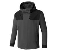 Bauzuoyo Chubasquero para hombre, impermeable, cortavientos, chaqueta con capucha, bloque de color, patchwork, chaqueta para exteriores, ligera, transpirable, cortavientos, chaqueta para bicicleta,