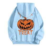 Bauzuoyo Hoodie Herren Oversize Halloween Kostüm Sweatshirt Funny mit KürbisPrint Hoodie Festival Pullover mit Kapuze Backprint Casual Sweatjacke Hip Hop Streetwear, A azul claro., L