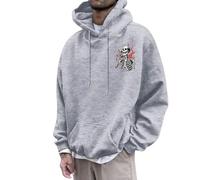 Bauzuoyo Hoodie Herren Oversize Halloween Kostüm Sweatshirt Funny mit KürbisPrint Hoodie Festival Pullover mit Kapuze Backprint Casual Sweatjacke Hip Hop Streetwear, gris claro, L