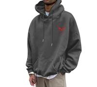 Bauzuoyo Hoodie Herren Oversize Halloween Kostüm Sweatshirt Funny mit KürbisPrint Hoodie Festival Pullover mit Kapuze Backprint Casual Sweatjacke Hip Hop Streetwear, B gris oscuro., L