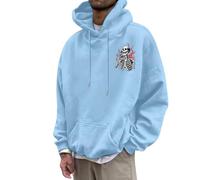 Bauzuoyo Hoodie Herren Oversize Halloween Kostüm Sweatshirt Funny mit KürbisPrint Hoodie Festival Pullover mit Kapuze Backprint Casual Sweatjacke Hip Hop Streetwear, azul claro, L
