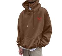 Bauzuoyo Hoodie Herren Oversize Halloween Kostüm Sweatshirt Funny mit KürbisPrint Hoodie Festival Pullover mit Kapuze Backprint Casual Sweatjacke Hip Hop Streetwear, B Marrón., L
