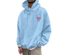 Bauzuoyo Hoodie Herren Oversize Halloween Kostüm Sweatshirt Funny mit KürbisPrint Hoodie Festival Pullover mit Kapuze Backprint Casual Sweatjacke Hip Hop Streetwear, B azul claro., L