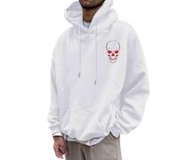 Bauzuoyo Hoodie Herren Oversize Halloween Kostüm Sweatshirt Funny mit KürbisPrint Hoodie Festival Pullover mit Kapuze Backprint Casual Sweatjacke Hip Hop Streetwear, B blanco., L