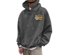 Bauzuoyo Hoodie Herren Oversize Halloween Kostüm Sweatshirt Funny mit KürbisPrint Hoodie Festival Pullover mit Kapuze Backprint Casual Sweatjacke Hip Hop Streetwear, C gris oscuro., L