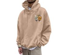 Bauzuoyo Hoodie Herren Oversize Halloween Kostüm Sweatshirt Funny mit KürbisPrint Hoodie Festival Pullover mit Kapuze Backprint Casual Sweatjacke Hip Hop Streetwear, Color caqui., L