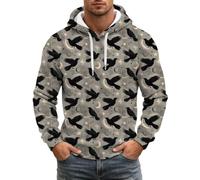 Bauzuoyo Jersey para hombre, Halloween, vintage, sudadera con capucha, estampado de gofres, sudadera con capucha, manga larga, corte ajustado, estampado sangriento, gótico, ropa de calle, A7 gris