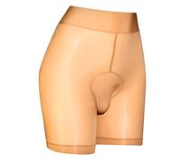 Bauzuoyo Leggings brillantes para hombre, calzoncillos de aceite, sexy, transparente, ropa interior erótica, ropa interior erótica, sin costuras, calzoncillos tipo bóxer de verano brillantes, beige