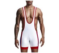 Bauzuoyo Mono deportivo para hombre de lucha libre sin mangas, camiseta de levantamiento de pesas, pantalones de fútbol con tirantes, chaleco de lucha libre activa para hombre, Blanco, L