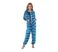 Bauzuoyo Mono para mujer, estampado de leopardo, pijamas de una pieza, con capucha y bolsillos, cremallera, ligero, cómodo, pijama largo, elegante, Navidad, ropa de salón, Azul1, M