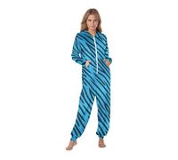 Bauzuoyo Mono para mujer, estampado de leopardo, pijamas de una pieza, con capucha y bolsillos, cremallera, ligero, cómodo, pijama largo, elegante, Navidad, ropa de salón, Azul3, XXL