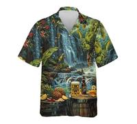 Bauzuoyo Oktoberfest - Camisa hawaiana divertida para hombre, manga corta, divertida, con bebidas, cerveza, estampados, solapa, botones, playa, vacaciones, ocio, festival, tops, Verde militar, XXL