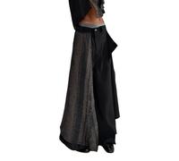 Bauzuoyo Pantalones de kimono para hombre, falda irregular, informal, holgada, pierna ancha, estilo japonés, pantalones casuales, góticos, punk, ropa de calle, pantalones informales, largos