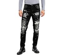 Bauzuoyo Pantalones vaqueros rasgados para hombre, color negro, corte ajustado, elásticos, vaqueros para hombre, pantalones vaqueros de moto, pantalones vaqueros para moto, pantalones vaqueros para