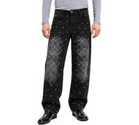 Bauzuoyo Pantalones vaqueros rasgados para hombre, color negro, corte ajustado, elásticos, vaqueros para hombre, pantalones vaqueros de moto, pantalones vaqueros para moto, pantalones vaqueros para