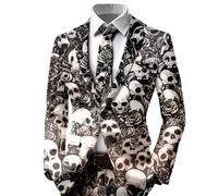 Bauzuoyo Sakko Chaqueta deportiva moderna para hombre, con vaqueros, corte regular, ligera, disfraz de Halloween, chaqueta festiva, manga larga, corte ajustado, terror, estampado sangriento, Negro3
