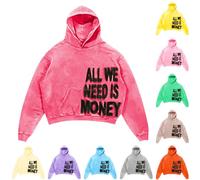 Bauzuoyo Sudadera con capucha para hombre All We Need is Love Letter Print Hoody Hombres Sudaderas de manga larga con capucha Hip Hop Oversized Streetwear Japonés Harajuku Y2k Ropa, C rosa., S