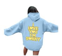 Bauzuoyo Sudadera con capucha para mujer con texto «I Love You I'm Sorry» - Sudadera informal para día de San Valentín con bolsillos de gran tamaño para hombre y mujer con estampado trasero Y2K