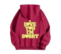 Bauzuoyo Sudadera con capucha para mujer con texto «I Love You I'm Sorry» - Sudadera informal para día de San Valentín con bolsillos de gran tamaño para hombre y mujer con estampado trasero Y2K