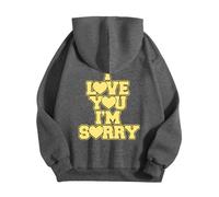 Bauzuoyo Sudadera con capucha para mujer con texto «I Love You I'm Sorry» - Sudadera informal para día de San Valentín con bolsillos de gran tamaño para hombre y mujer con estampado trasero Y2K