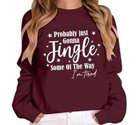 Bauzuoyo Sudadera para mujer Y2K Streetwear Creativo Patrón de Letras de Manga Larga Blusas Oversize Cuello Redondo Suéter Cómoda Camiseta Deportiva Elegante Parte Superior Básica Casual Deportiva