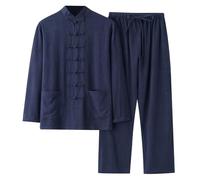 Bauzuoyo Traje de hombre Estilo chino Artes Marciales Tradicionales Kung Fu Tai Chi Wushu Clásico Tangzhuang Manga Larga Camisa Pantalones Entrenamiento Uniforme Primavera Otoño Ropa Casual Traje de