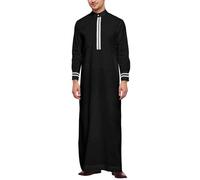 Bauzuoyo Vestidos musulmanes para hombre largo color sólido Jilbab Ropa de oración para hombres Kaftan Abaya Islámica Oriente Medio Afgano Árabe Ropa Ramadán, Negro , L